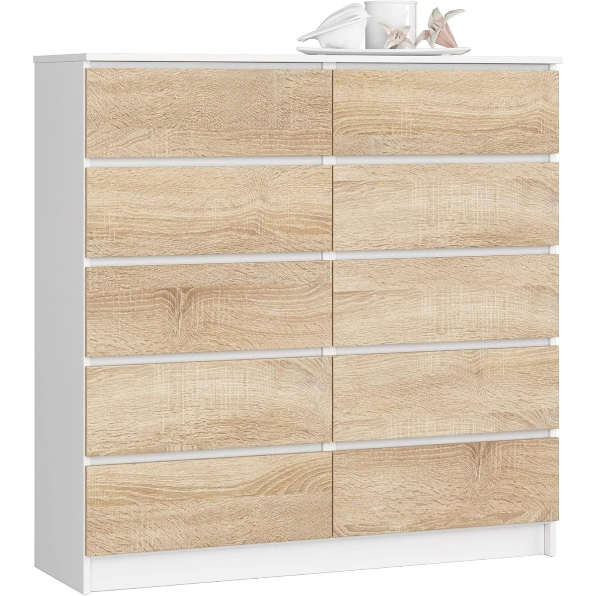 Commode grand format équipée de dix tiroirs pour un rangement optimisé