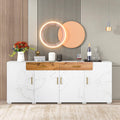 Buffet moderne avec quatre portes et deux tiroirs offrant un grand espace de rangement pour la maison