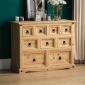 Commode en pin massif avec 9 tiroirs, meuble de rangement traditionnel pour chambre ou salon