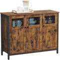 Buffet industriel avec placard 3 portes, meuble de rangement pour salle a manger, cuisine, entree ou salon, marron rustique et noir
